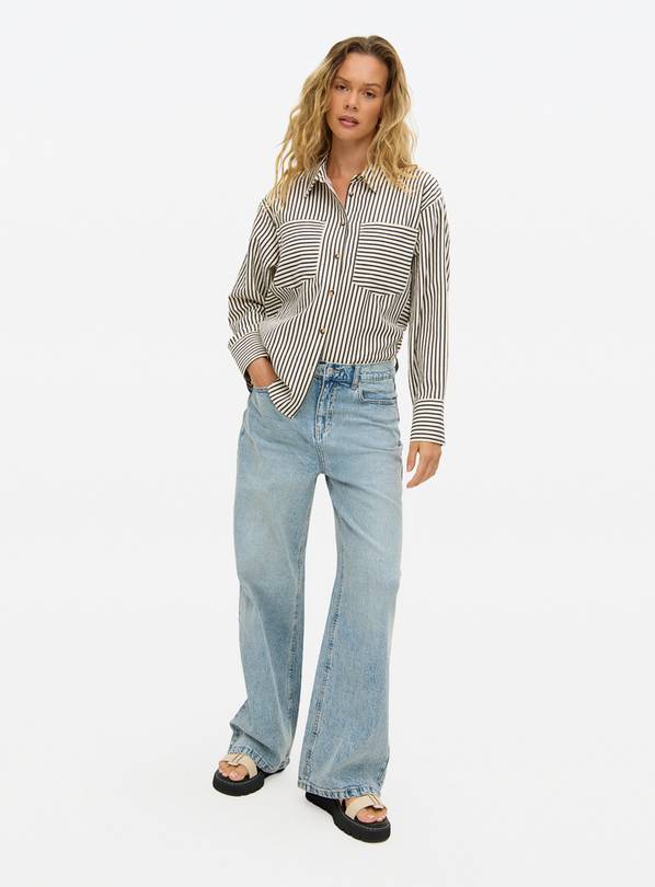 Vintage Wash Wide Leg Denim Jeans 14R